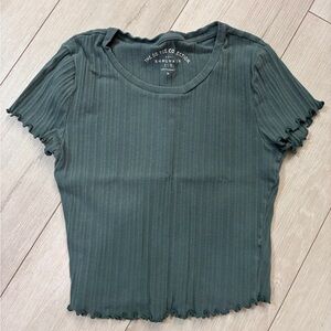 Women's Ribbed Short Sleeve Tee - Forest Green